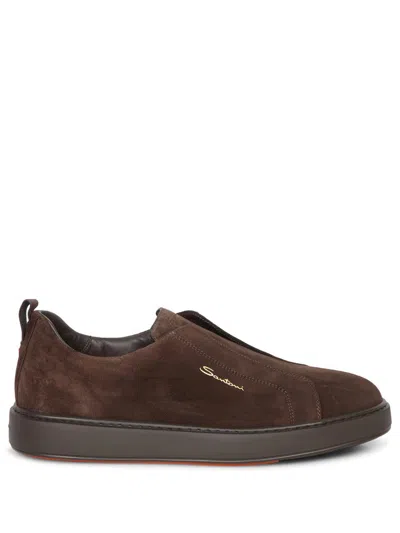 Santoni Sneakers In Brown