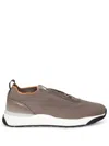 Santoni Knitted-panels Low-top Sneakers In Brown