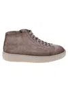 Santoni Mid-top Sneakers With Matte Finish In Brown