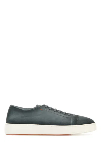 Santoni Graphite Lace-up Damps Sneakers In Blue