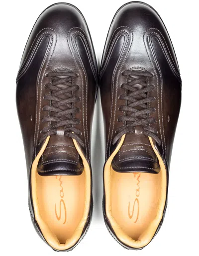 Pre-owned Santoni Sneakers In Dark Brown Gradient Regeur450