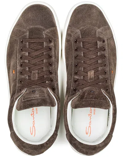 Pre-owned Santoni Sneakers In Dark Brown Made Of Suede / Regeur390