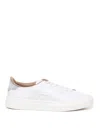 Santoni Tumbled Leather Double Buckle Trainer In White