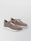 Santoni Knitted Lace-up Sneakers In Brown