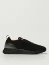 Santoni Lace-up Leather And Fabric Sneakers In Blue