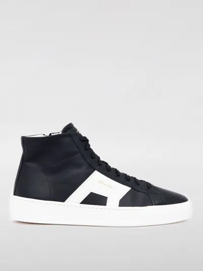 Santoni Logo-lettering High-top Sneakers In Schwarz