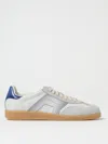 Santoni Dbs Leather And Suede Sneakers In Blue