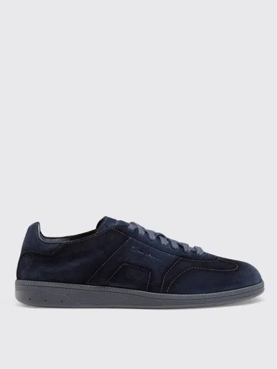 Santoni Suede Finish Sneakers Pull Tab In Blue
