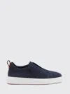 Santoni Woven Suede Slip-on Sneakers In Blue