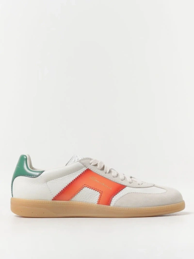 Santoni Multicolored Leather Sneakers In White