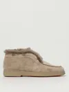 Santoni Grey Suede Ankle Boots With Fur Trim In Brown