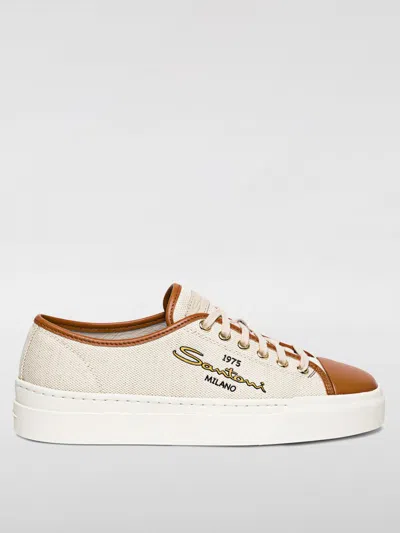 Santoni Canvas Platform Sneakers In 棕色