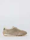 Santoni Suede And Shearling Sneakers In Brown