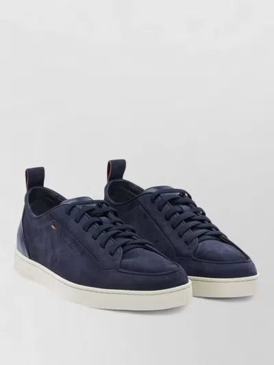 Santoni Sneakers Slip On Round Toe Rubber Sole In Blue