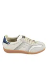 Santoni Dbs Leather And Suede Sneakers In White