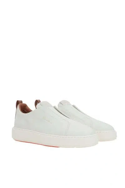 Santoni Vicky Leather Slip-on Sneakers In White