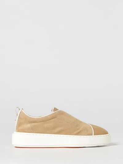 Santoni Pink Cotton Sneaker In Nude