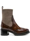 Santoni Sock-style Ankle Boots In Brown