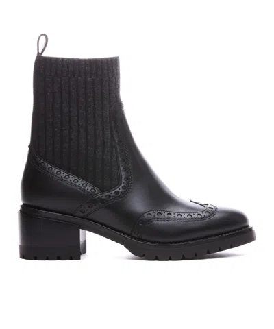Santoni Sock-style Slip-on Ankle Boots In Black