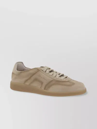 Santoni Soft Leather Sneakers For Casual Style In Beige