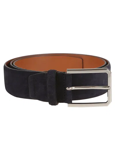 SANTONI SOFT SUEDE BELT WITH SQUARE METAL BUCKLE