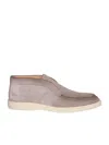 Santoni Mens Grey Detroit Slip-on Suede Desert Boots In Brown