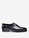Santoni Leather Stitched Oxford Shoes In Black