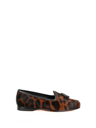 Santoni Spotted Moccasin With Tassel In Animal Print