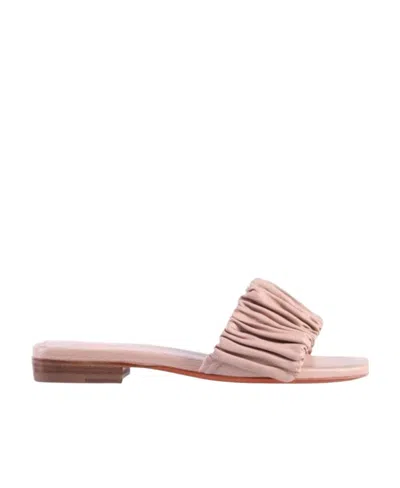 Santoni Square-headed Pleated Sandals In Nude
