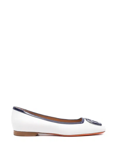 Santoni Square-toe Pumps In White