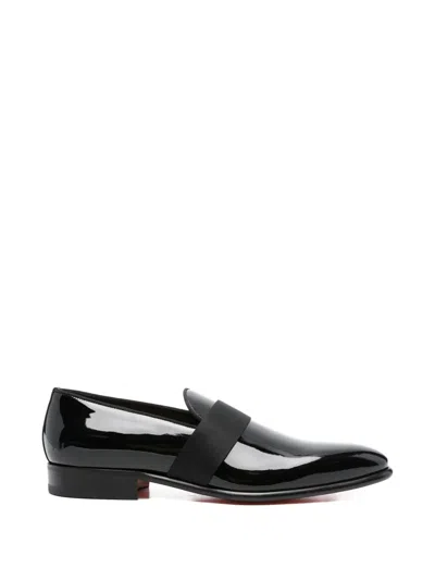 Santoni Strap Leather Loafers In Black