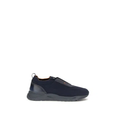 Santoni Stretch Fabric Athletic Sneaker In Blue
