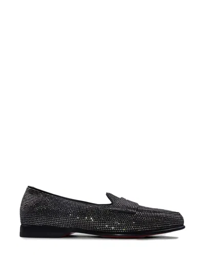 Santoni Stud-embellished Leather Loafers In Black
