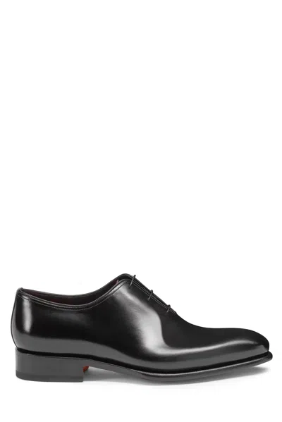 Santoni Stylish Office-ready Flat Shoes In Black