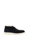 Santoni Midnight Blue Suede Digits Ankle Boots In Black