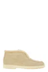 Santoni Suede And Fur Desert Boot In Neutral
