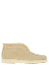 Santoni Suede And Fur Desert Boot In Sand