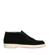 Santoni Women's Black Suede Desert Boot In Black