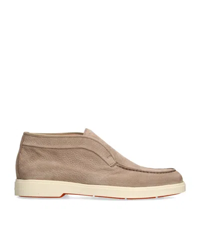 Santoni Suede Andvari Ankle Boots In Brown