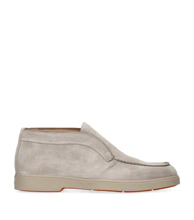 Santoni Suede Andvari Ankle Boots In Grey