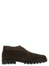 Santoni Suede Ankle Boot Without Laces In Brown