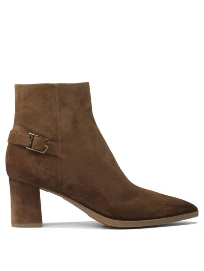 Santoni Suede Ankle Boots 65mm In Brown