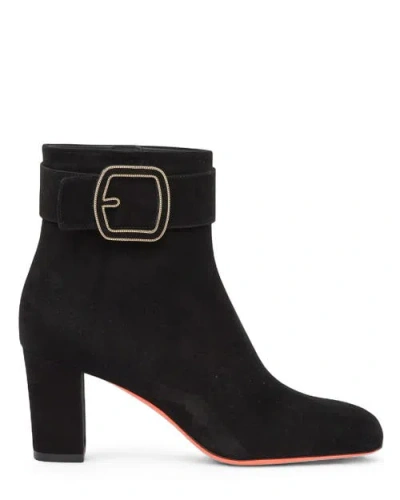 Santoni Suede Ankle Boots In Black