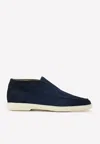 Santoni Midnight Blue Suede Digits Ankle Boots In Black