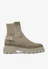 Santoni Buckled-strap Ankle Boots In Brown