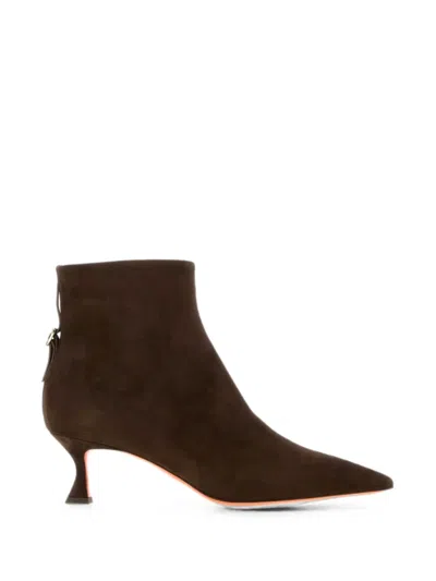 Santoni Suede Ankle Boots In Brown