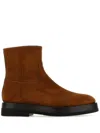 Santoni Caramel Suede Ankle Boots In Brown