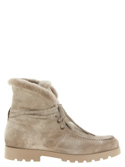 Santoni Suede Ankle Boots In Neutral