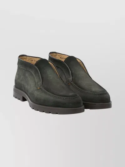 Santoni Suede Ankle Boots Stacked Heel In Green
