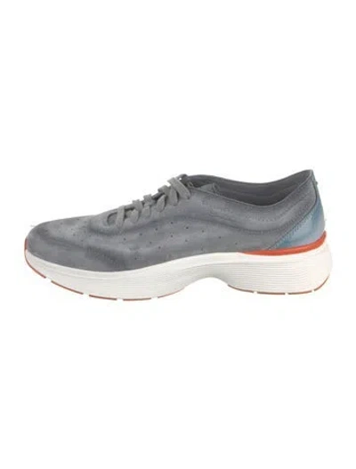 Pre-owned Santoni Suede Athletic Sneakers W/ Tags In Silver